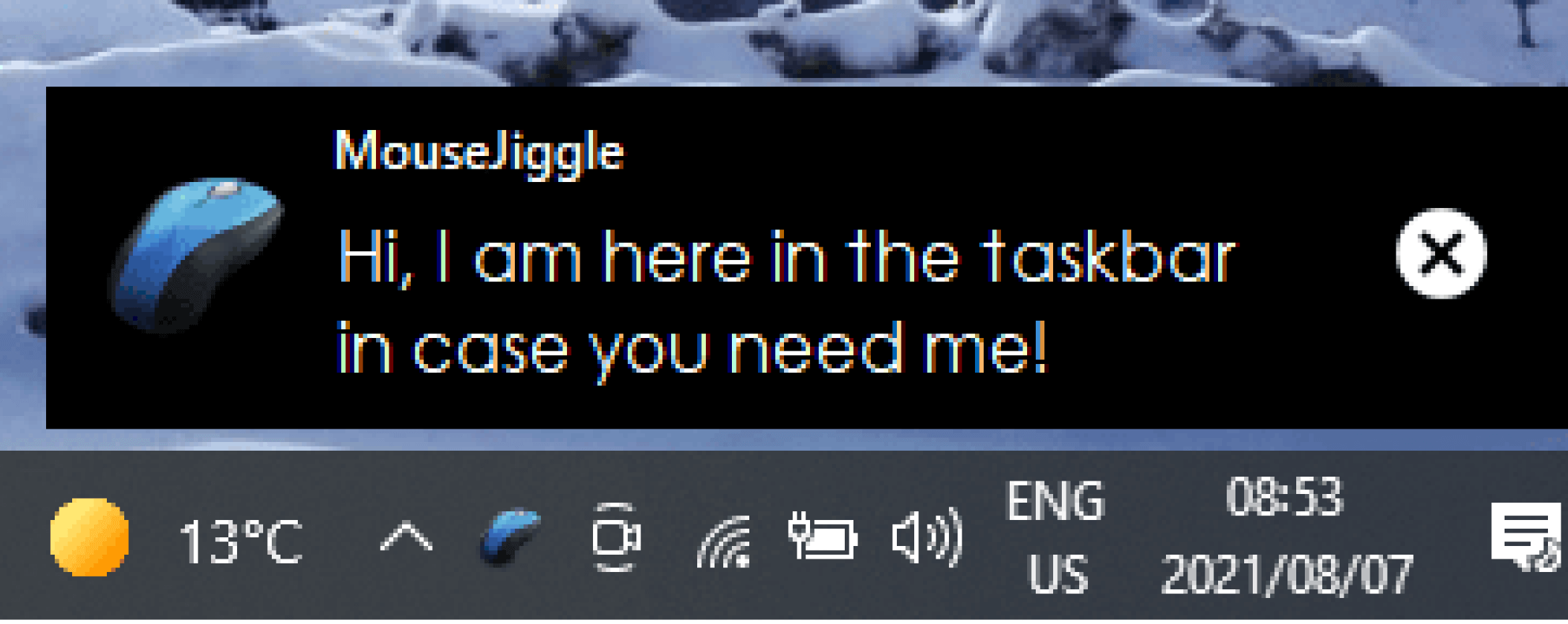 MouseJiggle se instalará en tu barra de tareas en la esquina inferior derecha de tu pantalla.